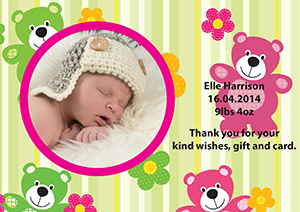 Personalised New Born Thank You